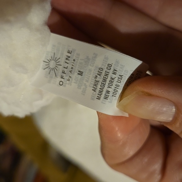 New OFFLINE By Aerie Sherpa Lined Mustard Brown Puffer Side Zip Jacket Medium - Picture 4 of 5